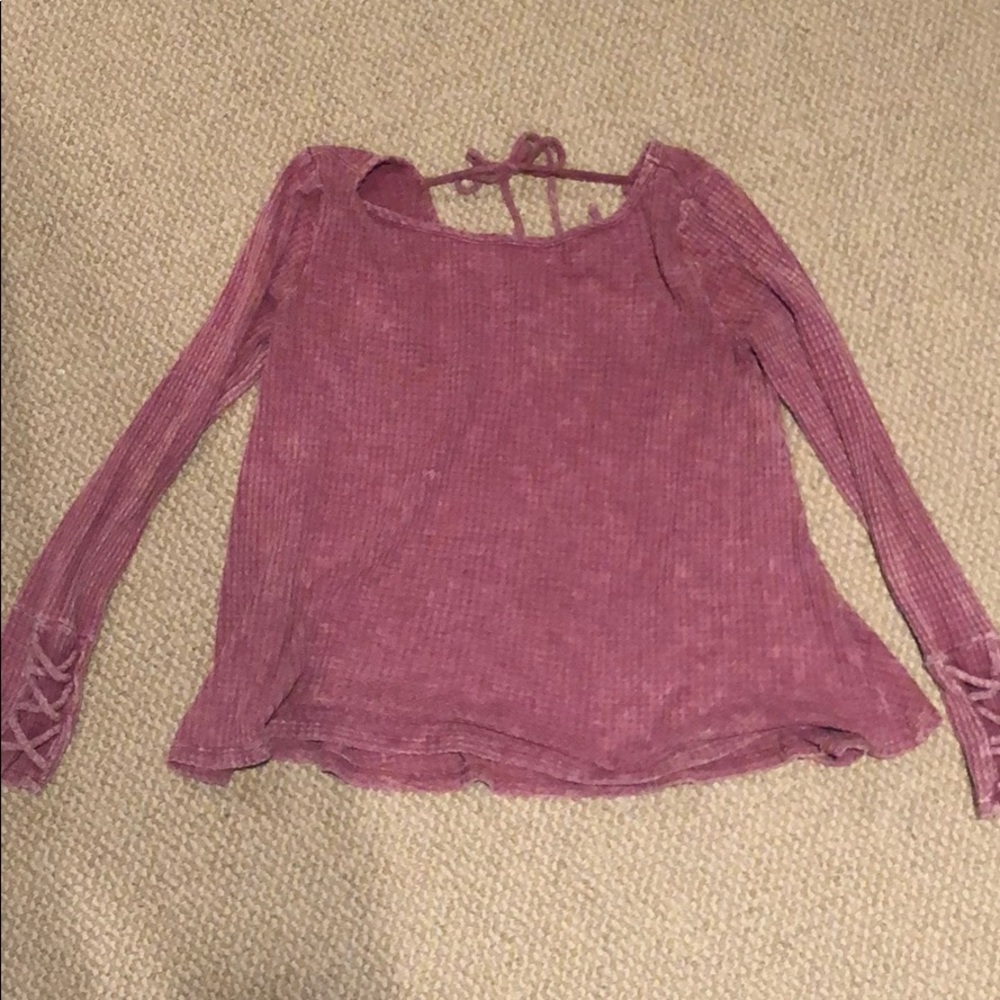 loose fit waffle shirt with cuff details